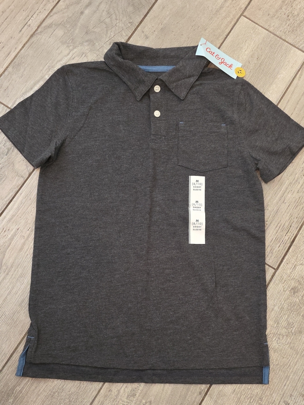 Cat & Jack Charcoal Polo with Light Blue Trim